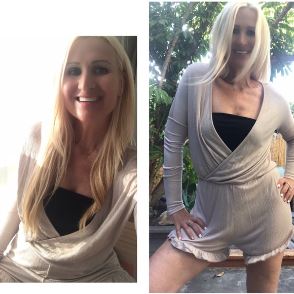 ☕️Beige Ruffle Romper 🤩 Sale - Picture 2 of 2